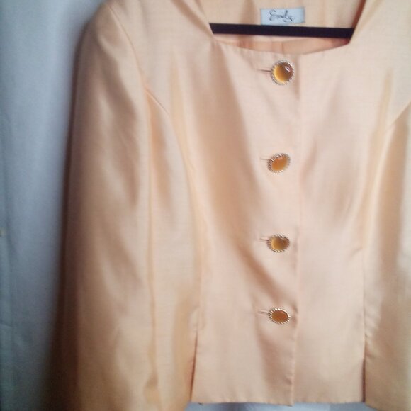 Emily Blazer Jacket Women 18 Long Sleeve Button Up Career Classic Peach Orange - Picture 12 of 16